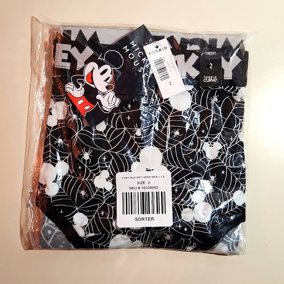 ❤️NWT VINTAGE TORRID DISNEY MICKEY MOUSE SPIDER WEB HALLOWEEN CHEEKY PANTY - Picture 3 of 14
